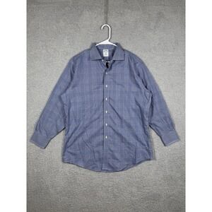 Brooks Brothers REGENT Dress Shirt NON IRON Sz 16‎ Slv 2/3 BLUE Mini Check